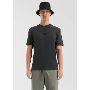 Buttoned Tunisian Collar Ribbed T-Shirt QS image-6