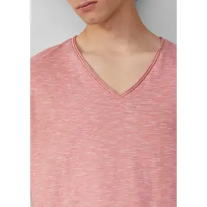 V-Neck T-Shirt in Flecked Yarn QS image-1