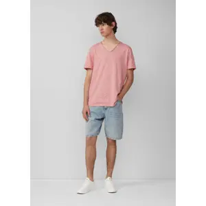 V-Neck T-Shirt in Flecked Yarn QS image-6