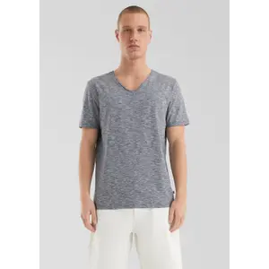 V-Neck T-Shirt in Flecked Yarn QS image-4