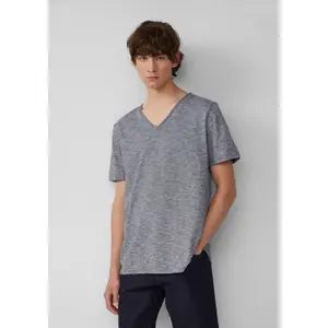 V-Neck T-Shirt in Flecked Yarn QS image-6