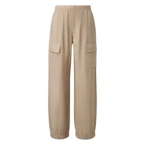 Women's Large Satin-Finish Fluid Viscose Cargo Trousers QS image-0