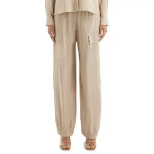 Women's Large Satin-Finish Fluid Viscose Cargo Trousers QS image-2