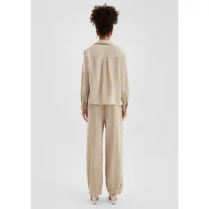 Women's Large Satin-Finish Fluid Viscose Cargo Trousers QS image-4