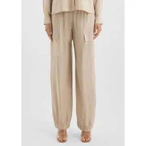 Women's Large Satin-Finish Fluid Viscose Cargo Trousers QS image-6