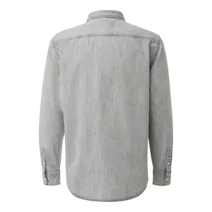 Long Sleeve Denim Overshirt with Classic Collar and Chest Pocket QS image-1