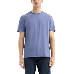 Basic Vintage Effect T-Shirt with Rolled Hem QS image-2