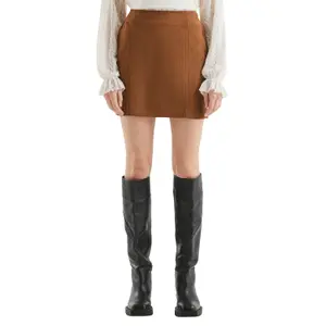 Fitted Faux Suede Mini Skirt Women QS image-2