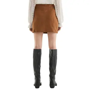 Fitted Faux Suede Mini Skirt Women QS image-5