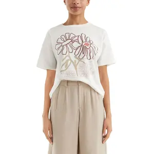 Women's Drop Shoulder T-Shirt with Front Print QS image-2