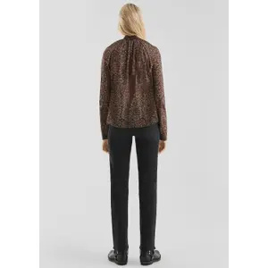 Smocked High Neck All Over Print Blouse Women QS image-4