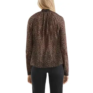 Smocked High Neck All Over Print Blouse Women QS image-5