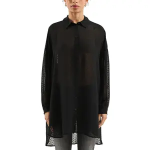Slightly Sheer Long Blouse for Women QS image-2
