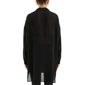 Slightly Sheer Long Blouse for Women QS image-5