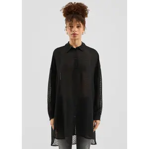 Slightly Sheer Long Blouse for Women QS image-6