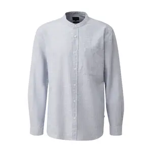 Striped Long Sleeve Shirt with Funnel Neck and Flame Effect Fabric QS image-0