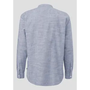 Striped Long Sleeve Shirt with Funnel Neck and Flame Effect Fabric QS image-2