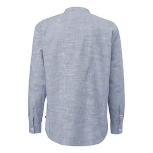Striped Long Sleeve Shirt with Funnel Neck and Flame Effect Fabric QS image-3