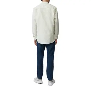 Striped Long Sleeve Cotton Shirt with High Collar QS image-5