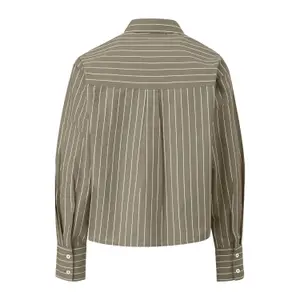 Straight Cut Cotton Shirt with Patch Pockets for Women QS image-1