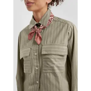 Straight Cut Cotton Shirt with Patch Pockets for Women QS image-3