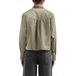 Straight Cut Cotton Shirt with Patch Pockets for Women QS image-5