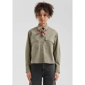 Straight Cut Cotton Shirt with Patch Pockets for Women QS image-6