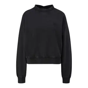 Worn Effect Embroidered Sweatshirt with Dropped Shoulders for Women QS image-0