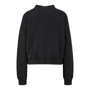 Worn Effect Embroidered Sweatshirt with Dropped Shoulders for Women QS image-1