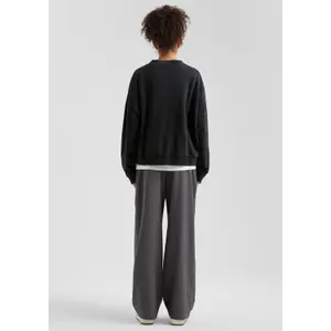 Worn Effect Embroidered Sweatshirt with Dropped Shoulders for Women QS image-4