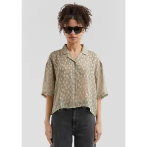 Short Sheer Dobby Structure Top with Three-Quarter Sleeves for Women QS image-6