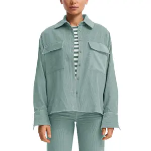 Women's Corduroy Shirt with Chest Pockets QS image-2
