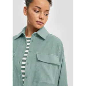Women's Corduroy Shirt with Chest Pockets QS image-3