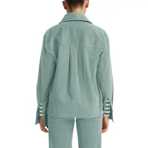 Women's Corduroy Shirt with Chest Pockets QS image-5