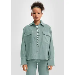 Women's Corduroy Shirt with Chest Pockets QS image-6
