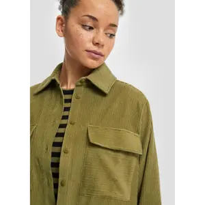Women's Corduroy Shirt with Chest Pockets QS image-3