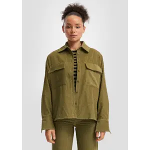 Women's Corduroy Shirt with Chest Pockets QS image-6