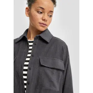 Women's Corduroy Shirt with Chest Pockets QS image-3