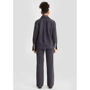 Women's Corduroy Shirt with Chest Pockets QS image-4