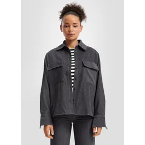 Women's Corduroy Shirt with Chest Pockets QS image-6