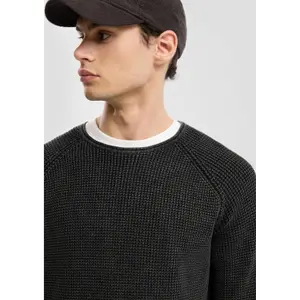 Openwork Washed Knit Sweater QS image-3