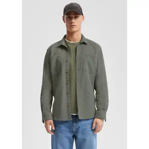 Long Sleeve Corduroy Overshirt with Pockets QS image-6