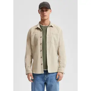 Long Sleeve Corduroy Overshirt with Pockets QS image-6