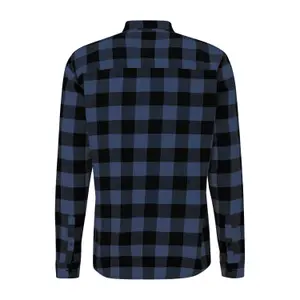 Long Sleeve Check Flannel Shirt Jacket with Kent Collar QS image-3