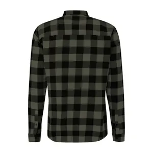 Long Sleeve Check Flannel Shirt Jacket with Kent Collar QS image-1