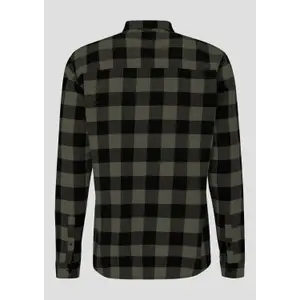 Long Sleeve Check Flannel Shirt Jacket with Kent Collar QS image-2