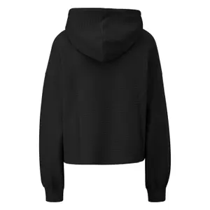 Textured Hooded Sweatshirt with Dropped Shoulders for Women QS image-1