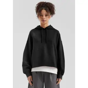 Textured Hooded Sweatshirt with Dropped Shoulders for Women QS image-6