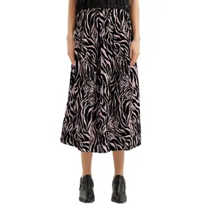 Women's Pleated Printed Viscose Maxi Skirt QS image-2
