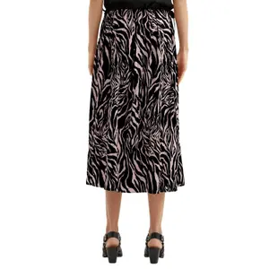 Women's Pleated Printed Viscose Maxi Skirt QS image-5